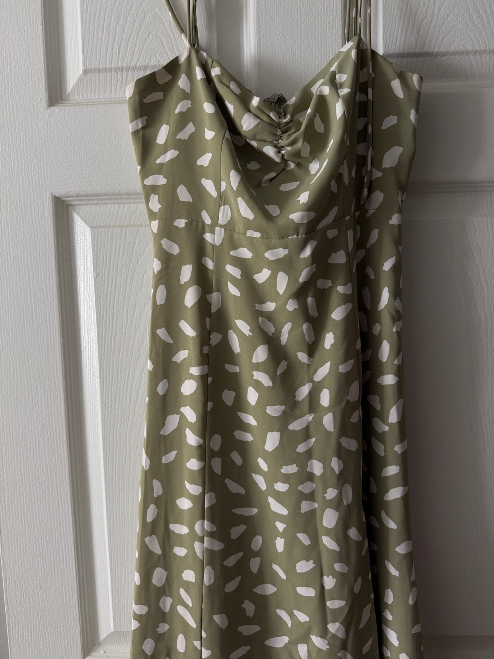Lulus | Party in Paris Sage Green Print Tie-Strap Midi Dress - Picture 10 of 12